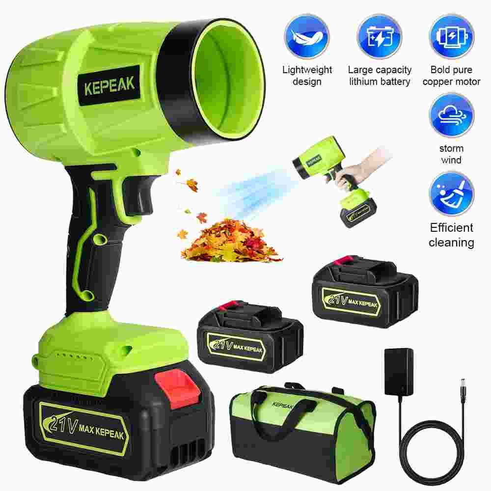 Cordless Air Blower Violent Turbo Fan Handheld Leaf Blower + 2 Batteries/Case