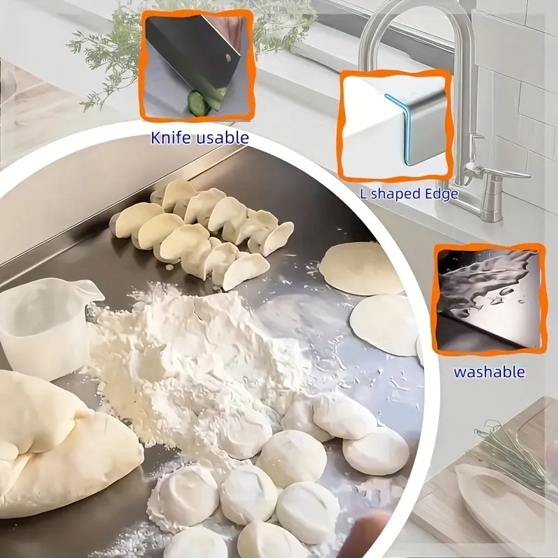 Food Grade 304 Stainless Steel Cutting Board Non-Slip for Meat Vegetables Baking