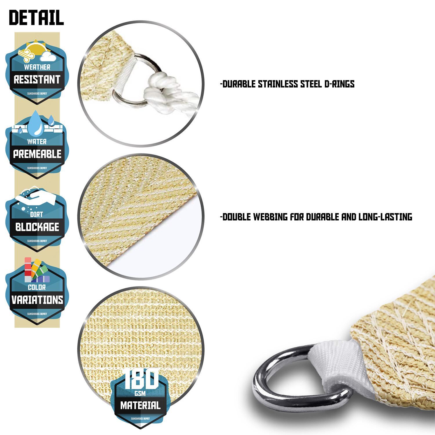 Sun Shade Sail Canopy Rectangle Sand UV Block Sunshade For Backyard Deck Outdoor