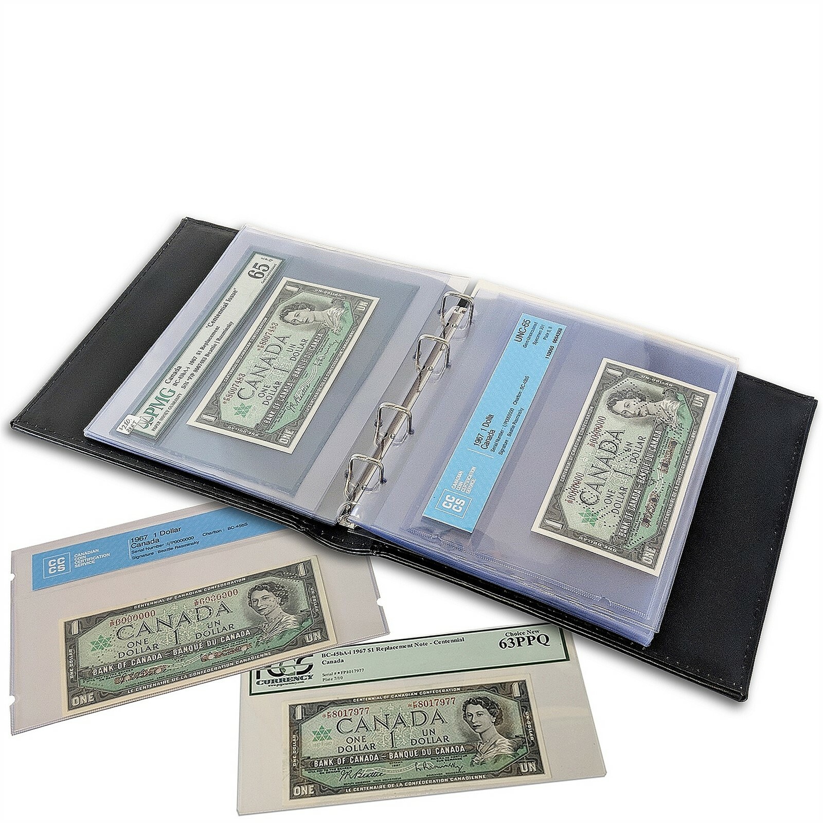 New Graded Currency Album w/ 20 Clear Pages 4 Rings Binder For Certified Bill