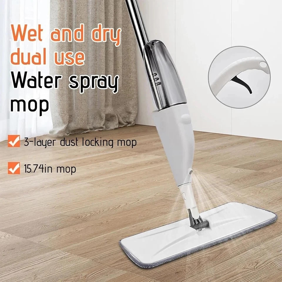 360° Spray Mops for Floor Cleaning with 5 Washable Pads, Wet Dry Microfiber Mop