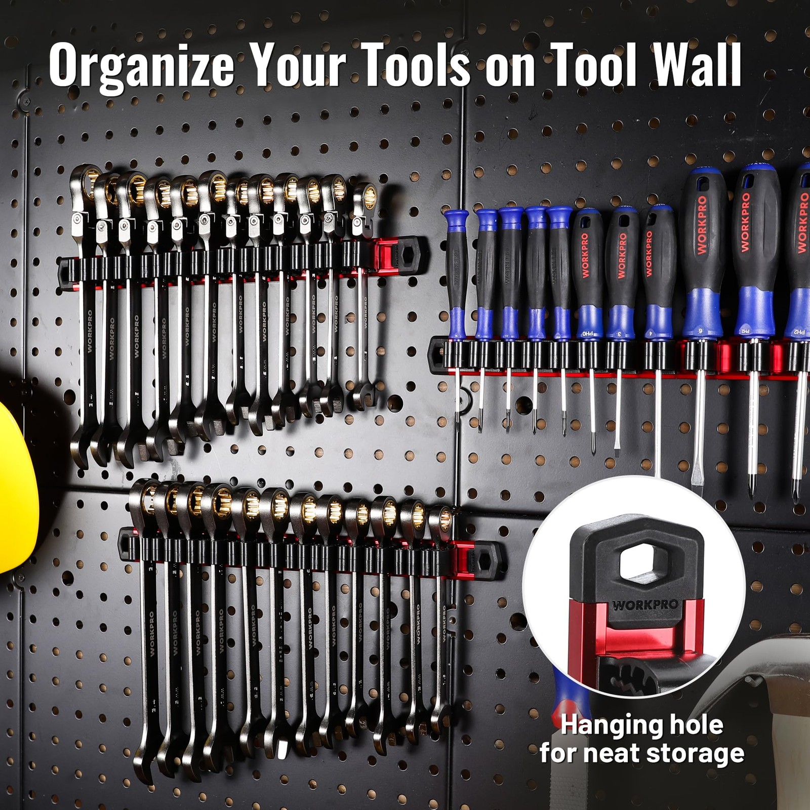 WORKPRO Magnetic Screwdriver Organizer and 13.46 x 4.02 x 2.24 inches, red