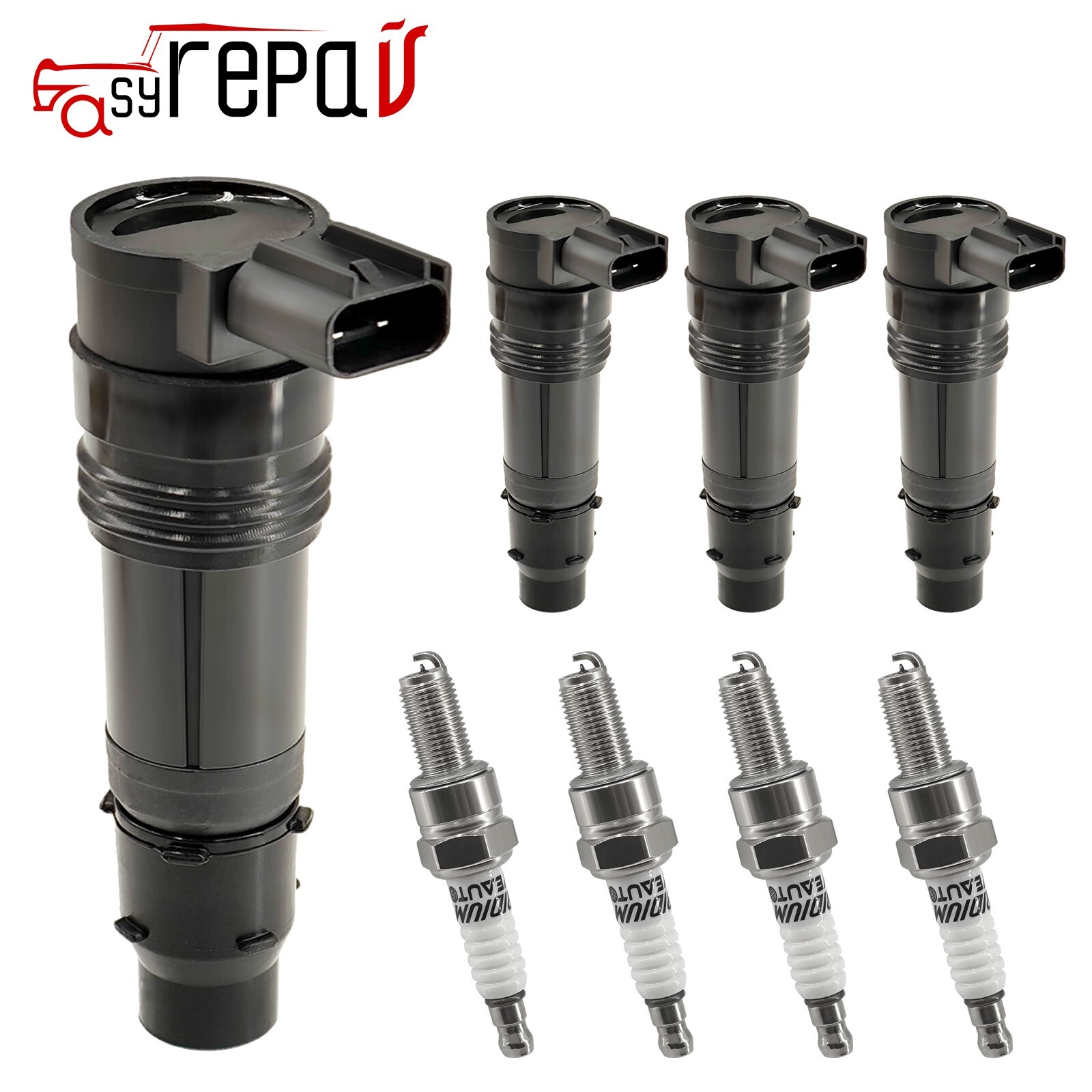 4X Ignition Coil + Spark Plugs for Kawasaki Ninja 1000 650 650R ZX12R ZX9R