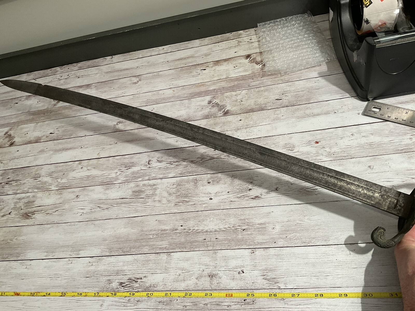 ORIGINAL CIVIL WAR BARN FIND CUSTOM USN OFFICER SWORD NAMED WITH METAL GRIP