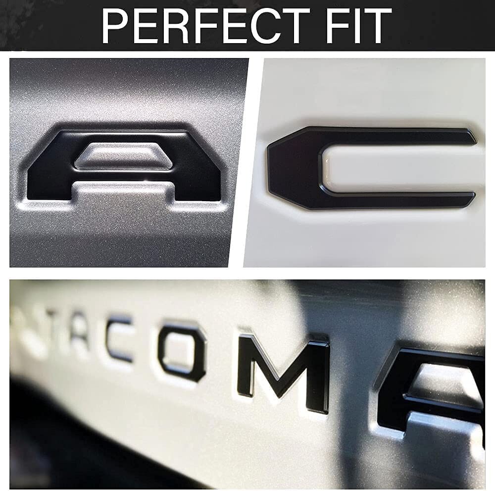 3D Tailgate Insert Letters Emblem For 2016-2023 Tacoma Rear Decals, Matte Black