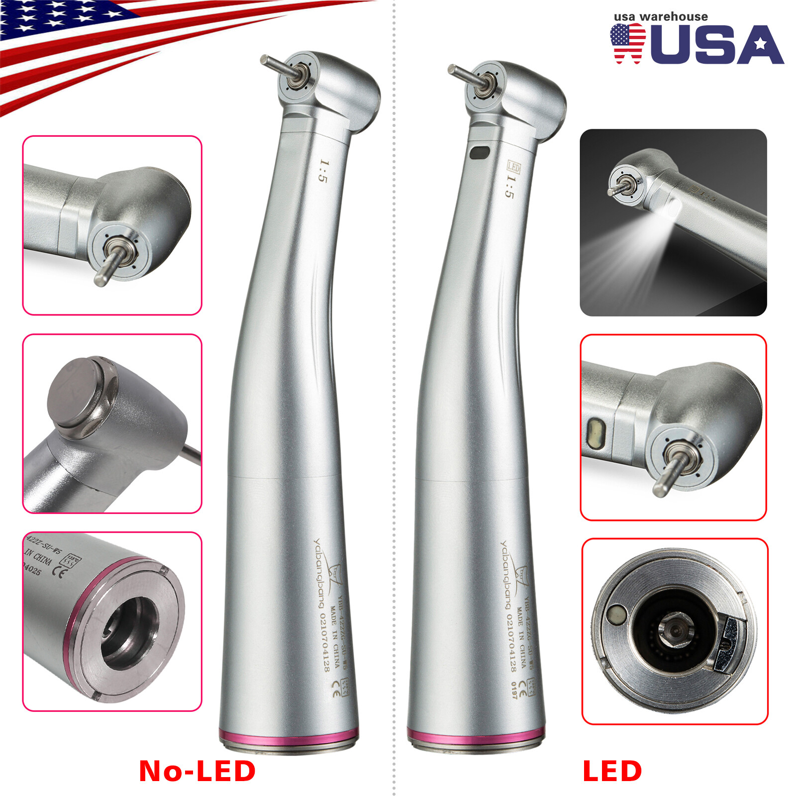 NSK Style Dental Brushless LED Electric Micro Motor 1:1/1:5 Increasing Handpiece