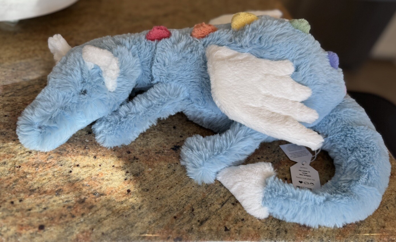 Jellycat Large Sky Dragon Blue Rainbow Soft Plush Toy New With Tags Authentic