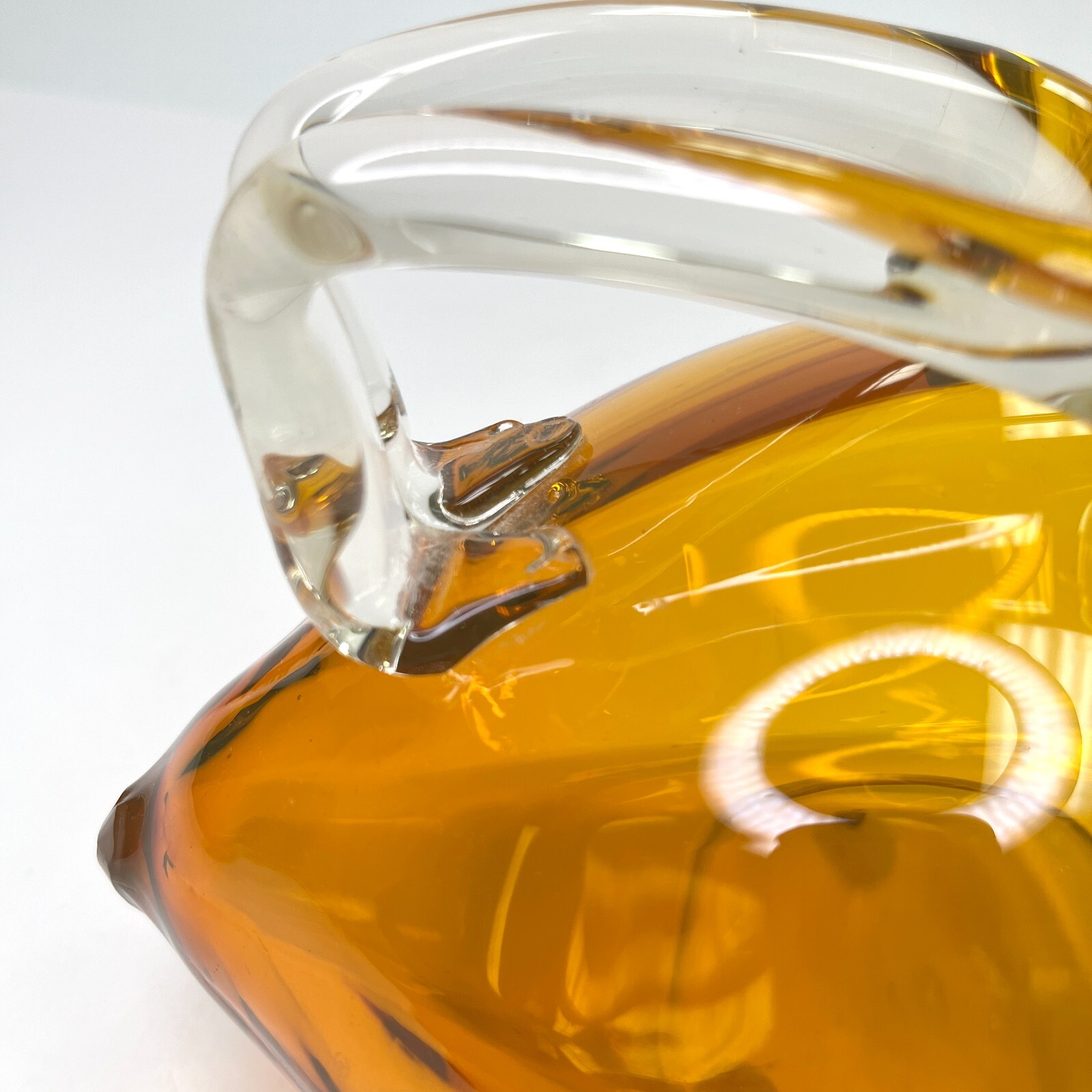 Czechoslovakia Amber Glass Decanter Goose Swan Duck Claret Jug