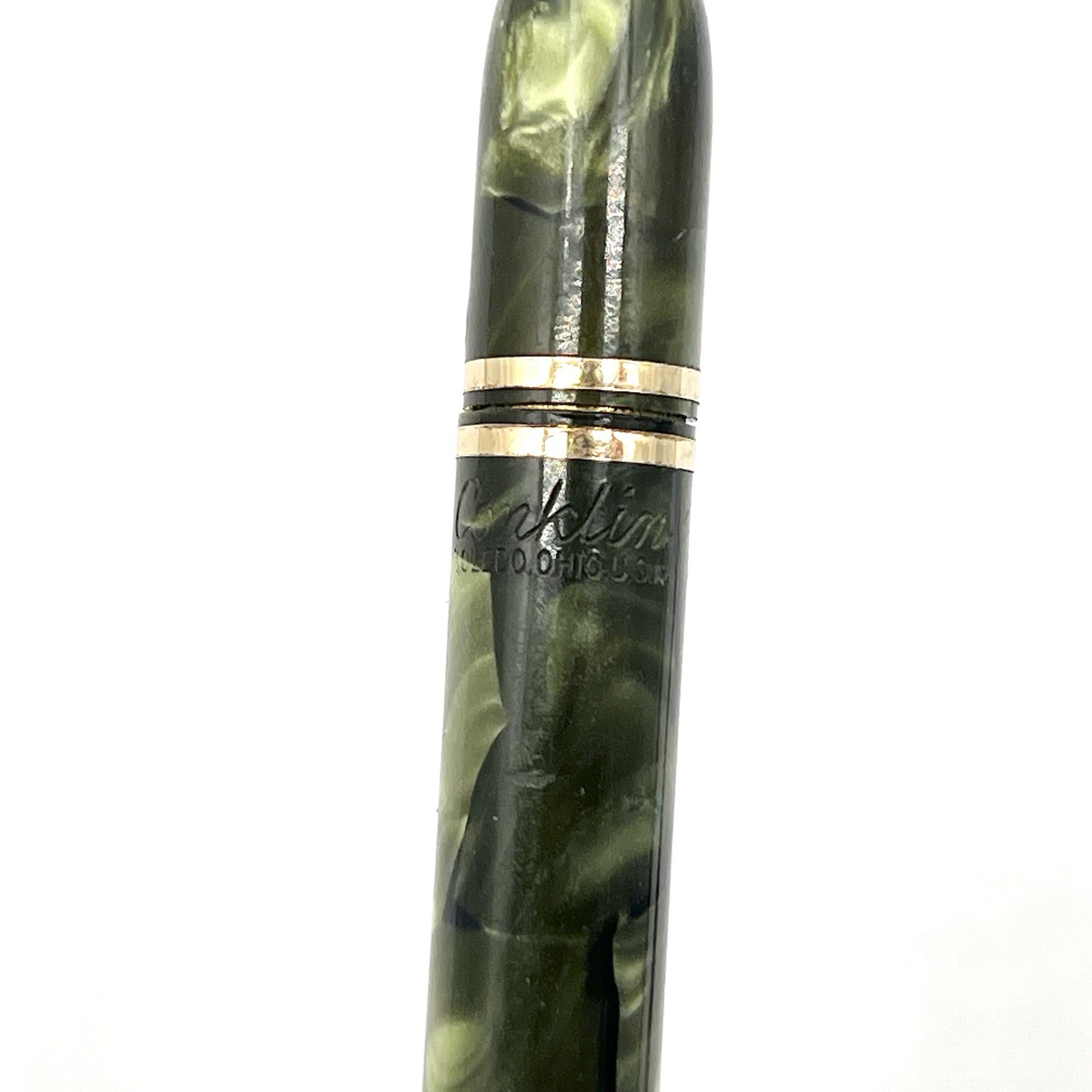 VTG Conklin Symetrik Green Marble Gold Trim 5-1/8" Twist Pencil