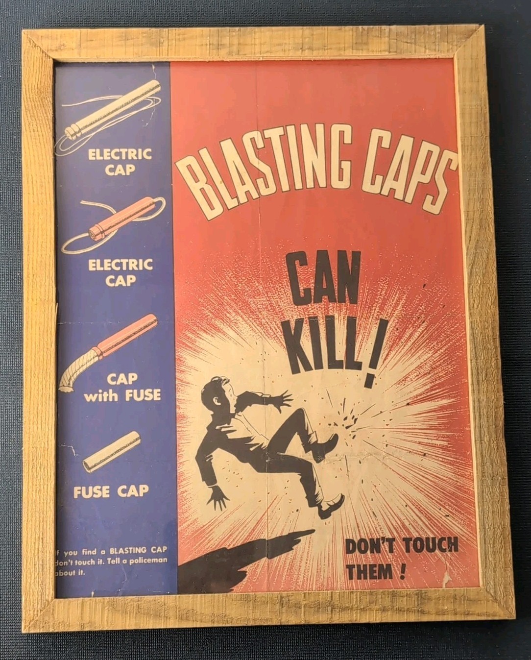 Vintage Blasting Caps Mine Safety Poster "Blasting Caps Can Kill!" 12x9