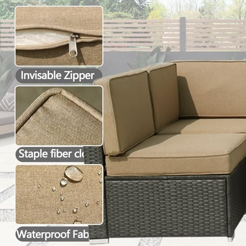 14 Pcs Patio Cushion Covers Replacement Outdoor Couch Cushions Covers Brown