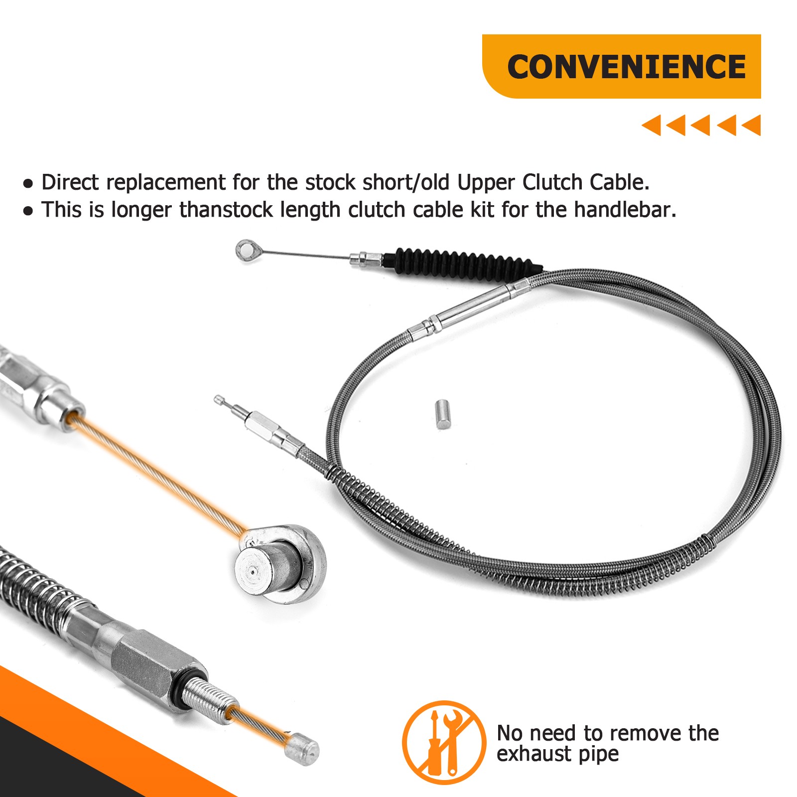 Black Cable Extension For Harley 09-13 Touring Road Street Glide 16"-18" Bar ABS