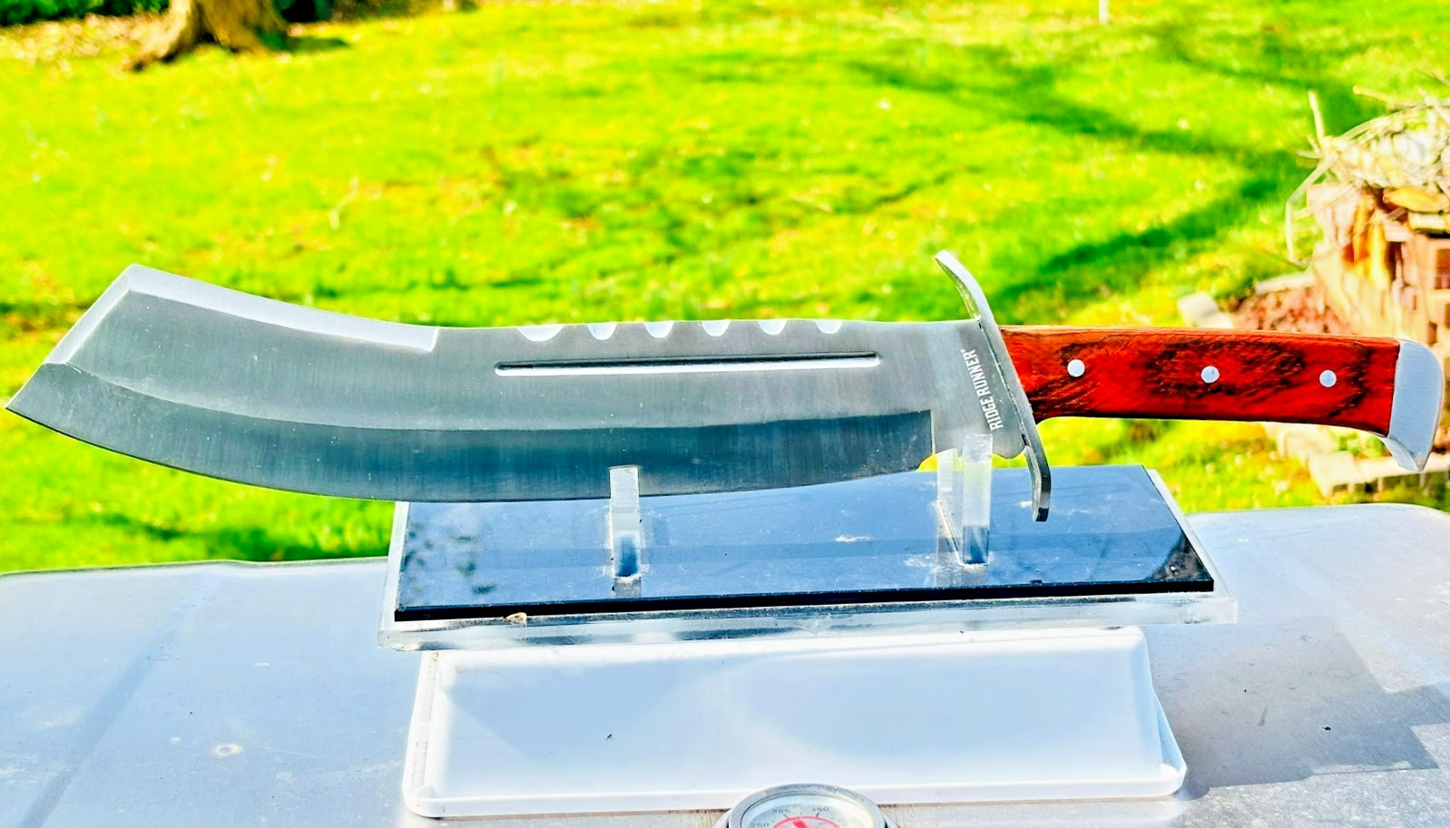 Large 17" Machete Fixed Blade Knife Wood Handle Unused Ridge Runner 440SS