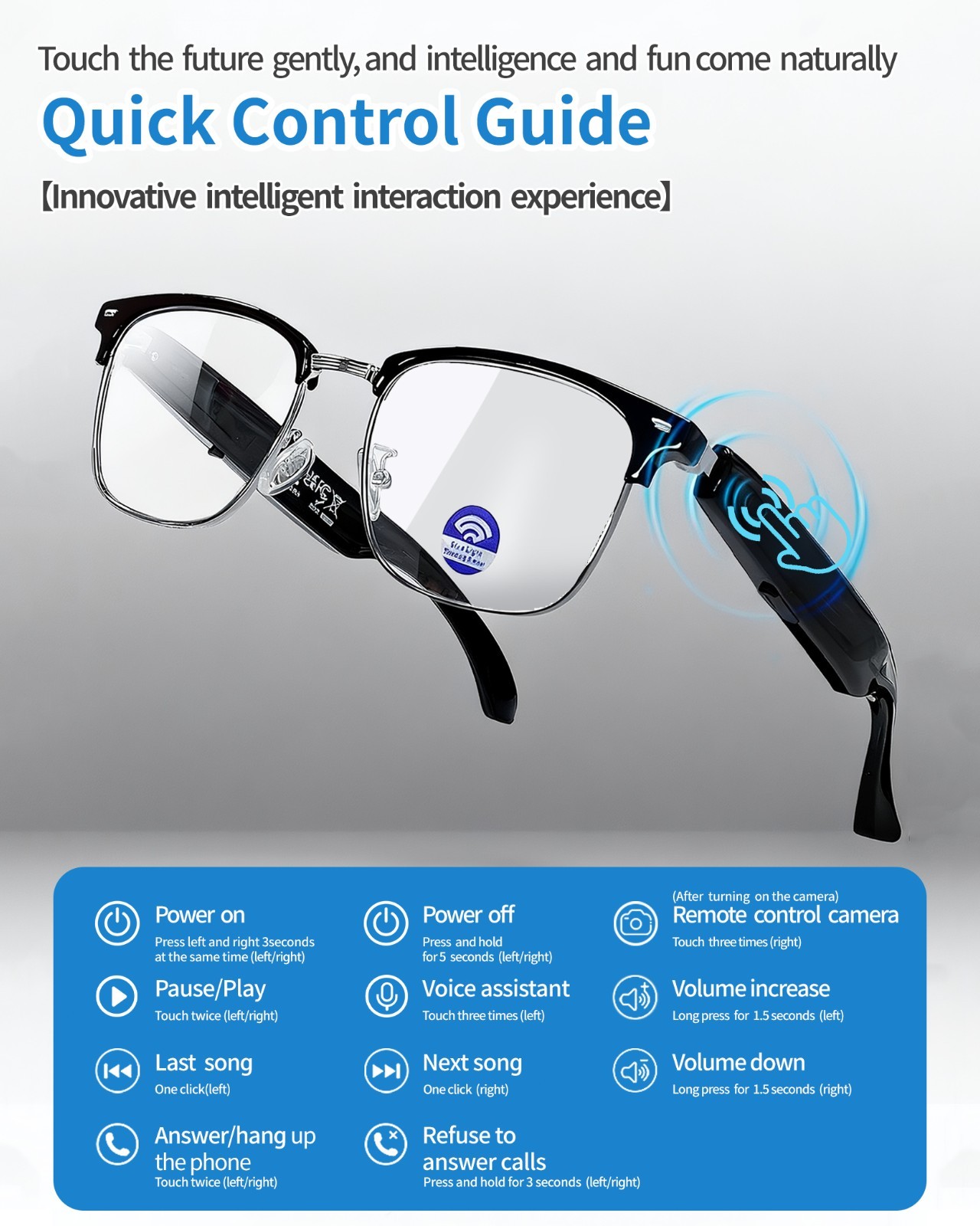 AI Smart Glasses Bluetooth Call Audio Translation for Men and Women Work Glasses