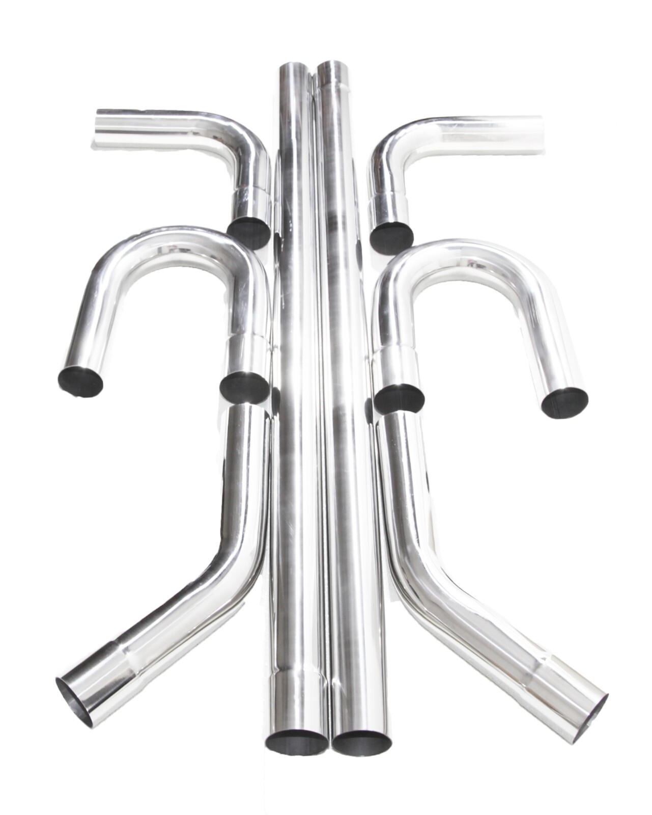 8PCS 2.5" OD Stainless Steel Straight Bend DIY Custom Mandrel Exhaust Pipe Kit