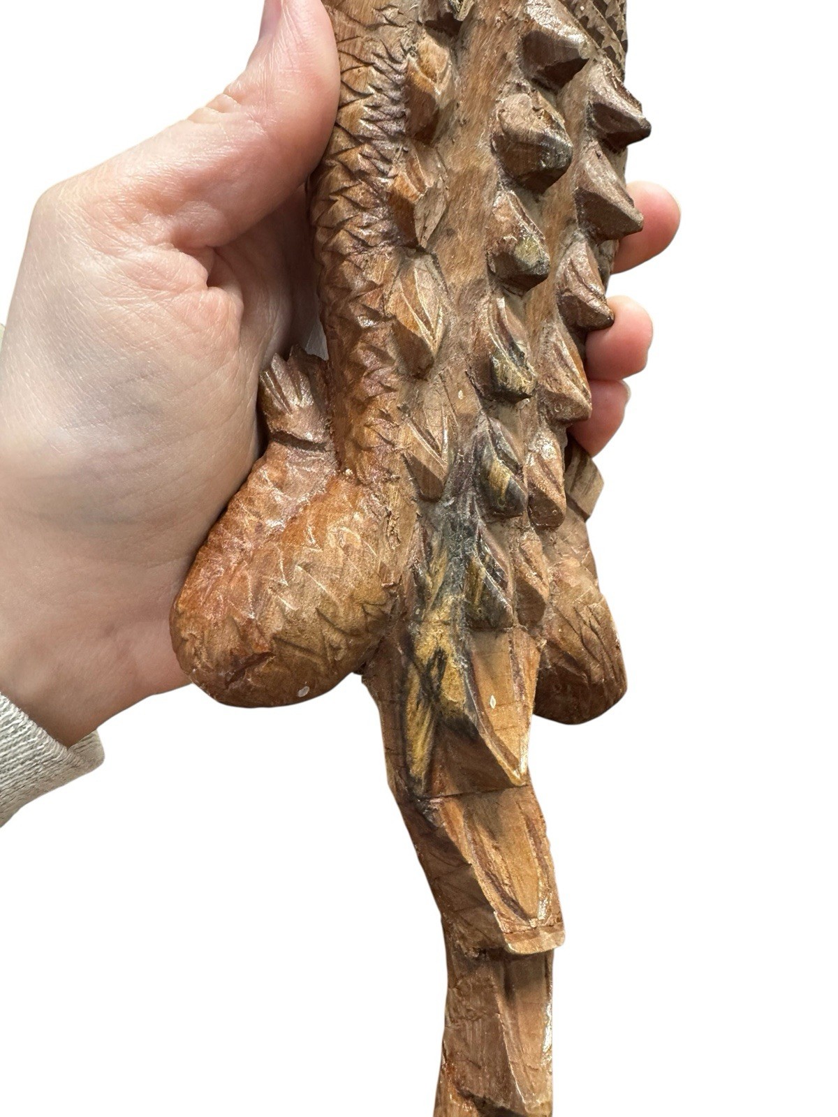 Vintage Hand-carved Wooden Crocodile Sculpture Very Detailed, Beautiful 17”