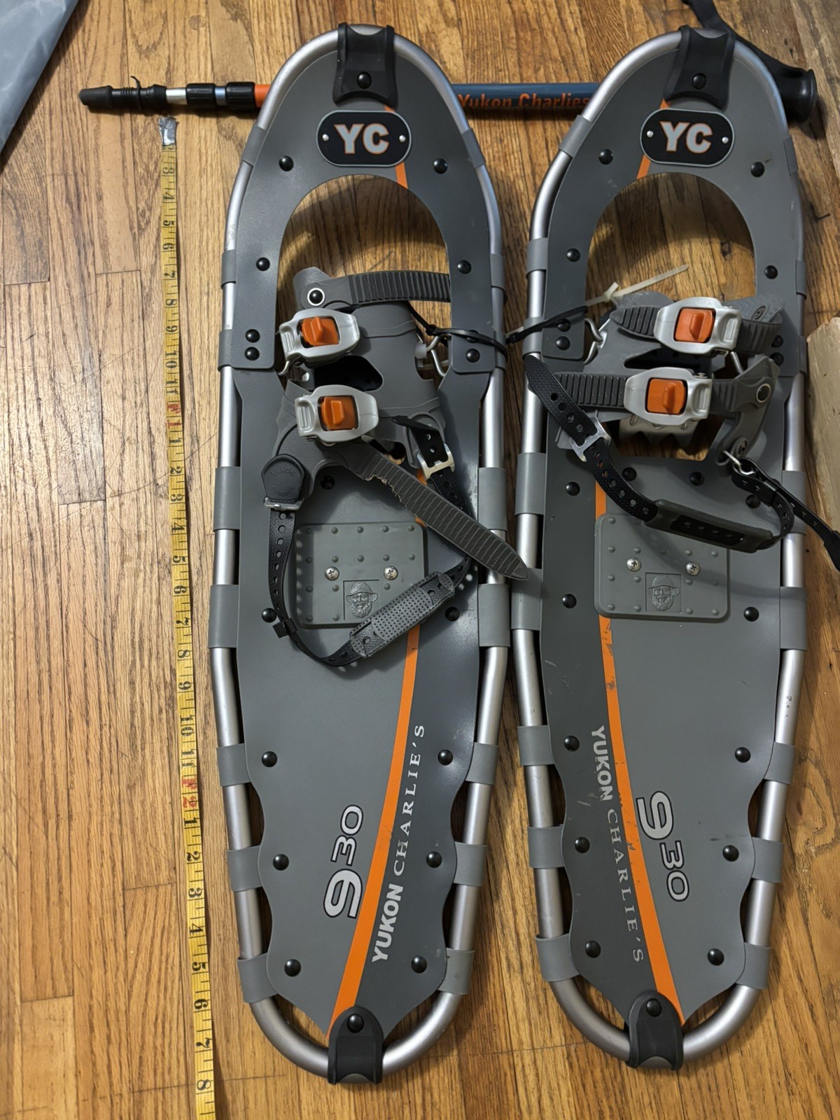 Yukon Charlie Mountain Profile Snowshoes Gray with Walking Poles & Carry Bag
