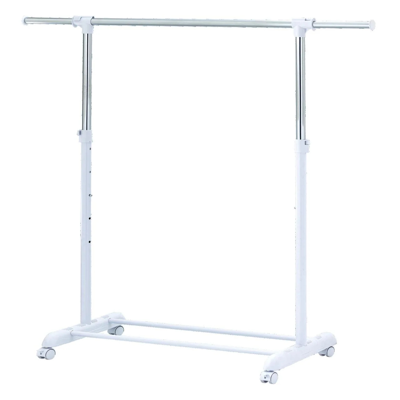 Mainstays Adjustable Metal Rolling Garment Clothes Rack, Chrome & White