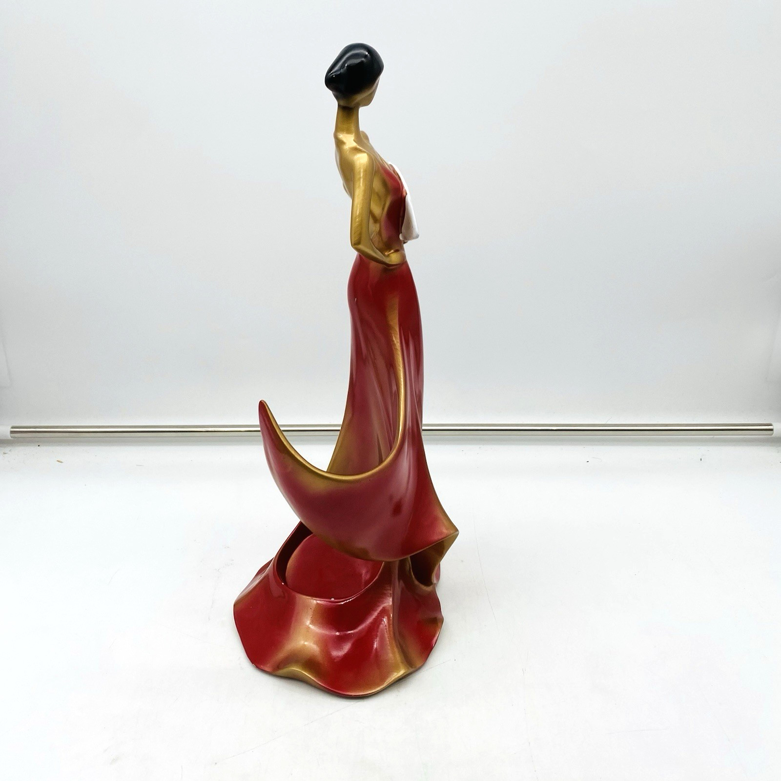 Wine Bottle Holder Stand Elegant Beauty Lady Woman Girl with Fan Made of Resin