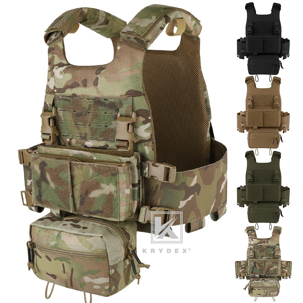KRYDEX Low Vis Slick Molle Plate Carrier & Tactical Placard Holder & Drop Pouch