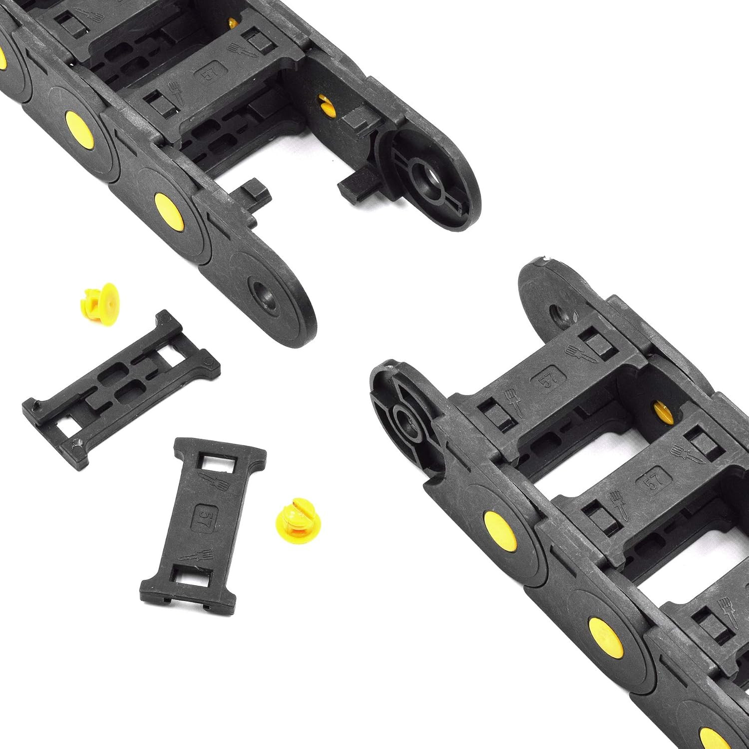 Plastic Drag Chain Cable Carrier Open Type with End Connectors R125 25 X 57Mm L1