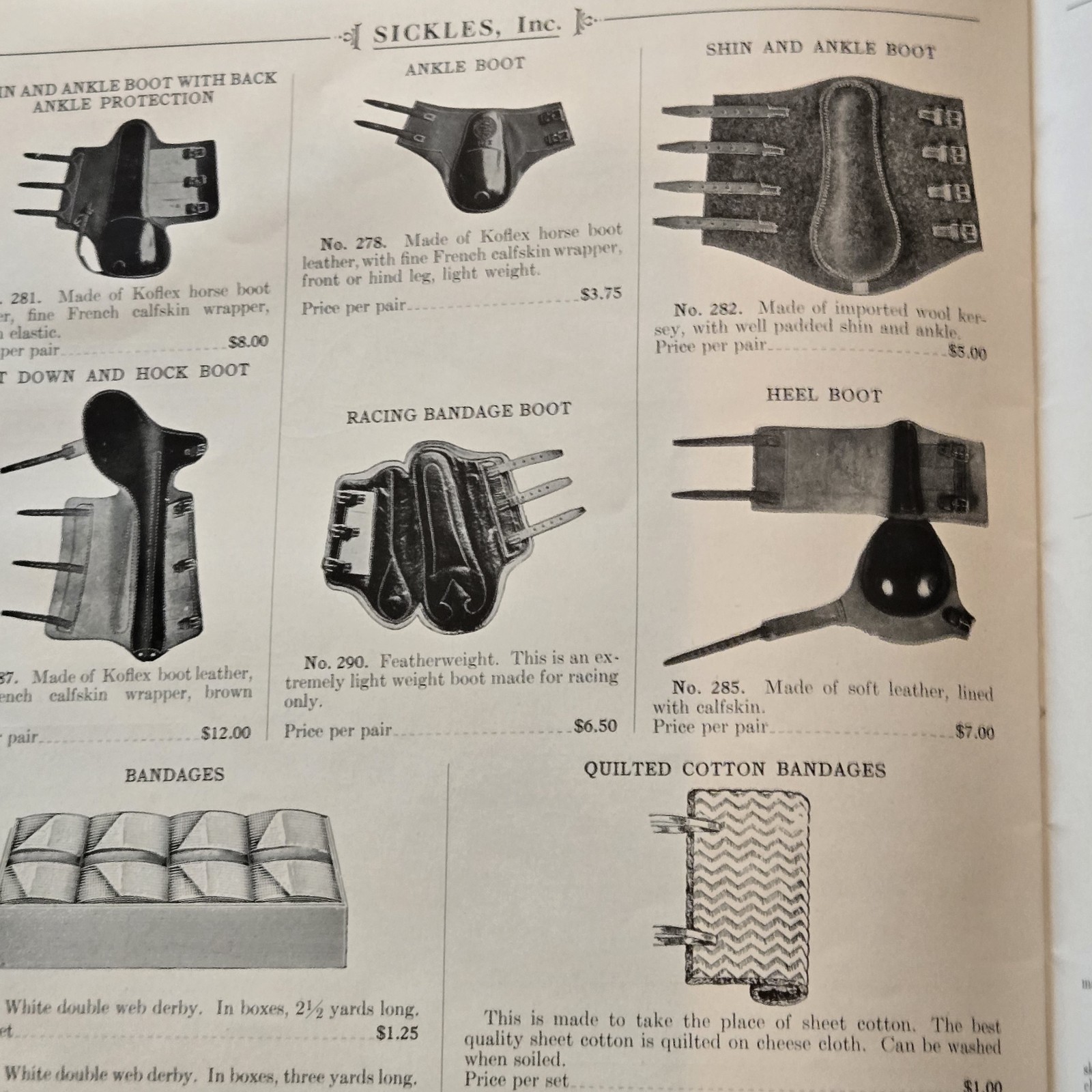 J.B. Sickles Saddle Catalog Show Race Horse Western English Early 1900s