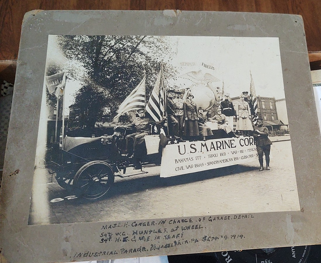 RARE 1919 Original USMC Photo 12X10" US marines ,Phila Parade , Opha May Johnson