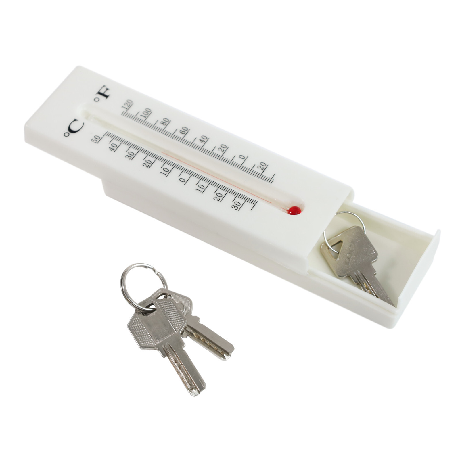 WYZworks Thermometer Hide a Key Holder House Car Stash Outdoor Temperature