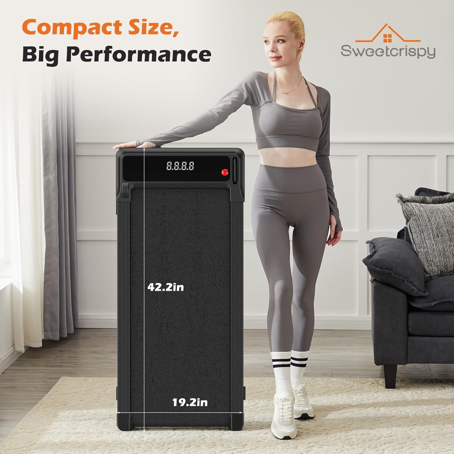 Compact Treadmill Quiet Under-Desk Walking Pad Slim & Portable Design for Home