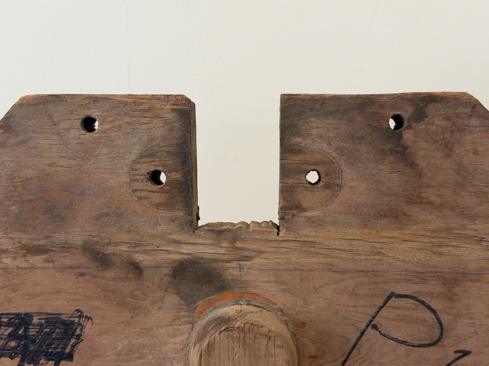 Antique Industrial Wood Foundry Mold Abstract Wall Art Anchor Vines Leaves