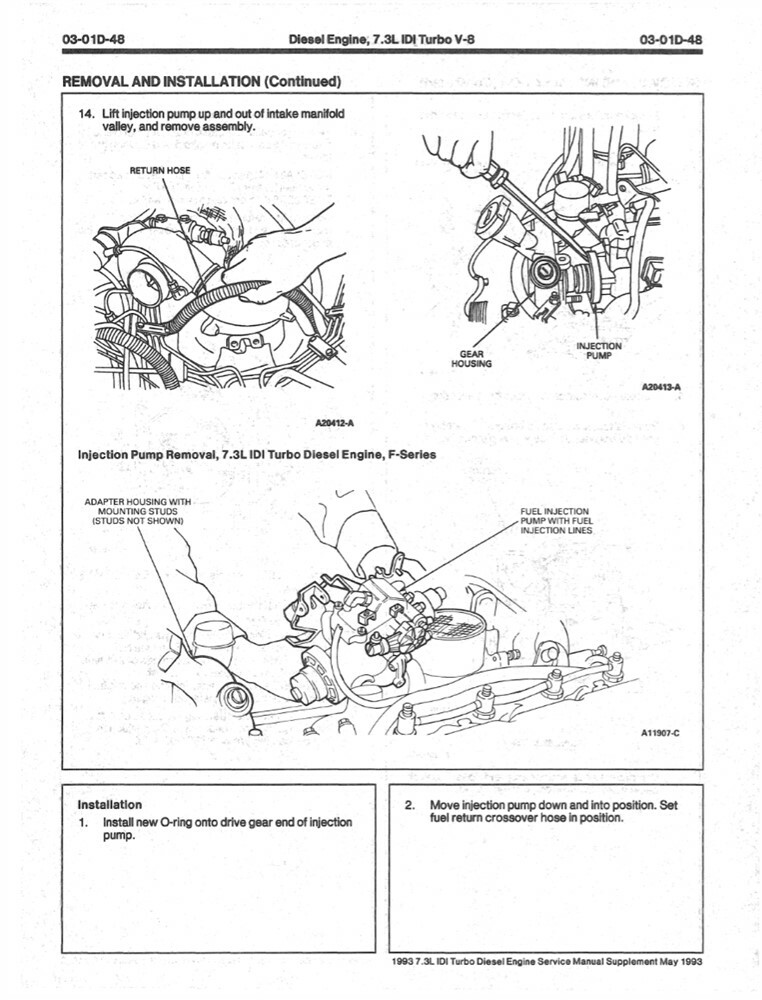 1993 Ford Truck 7.3L IDI Turbo Diesel Engine Service Repair Manual Supplement