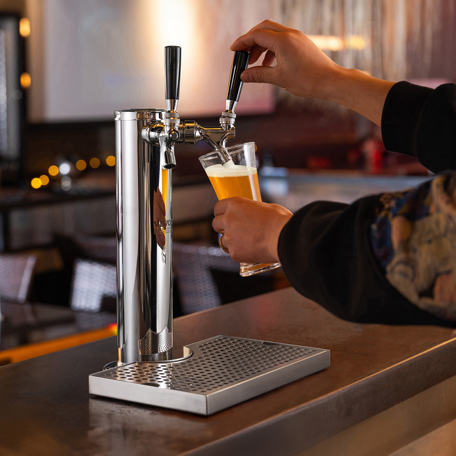 VEVOR Kegerator Tower Kit Double Taps Beer Conversion Kit with Beer Drip Tray