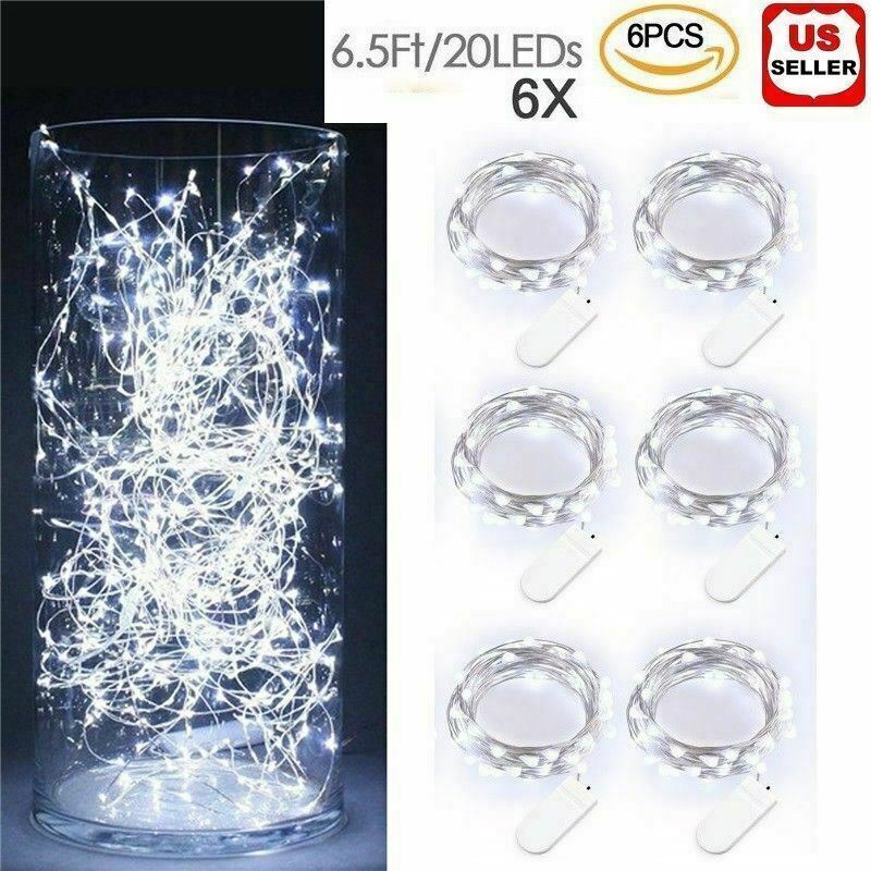 6x 20 LED 2m Waterproof LED MICRO Silver Copper Wire String Fairy Lights Decor