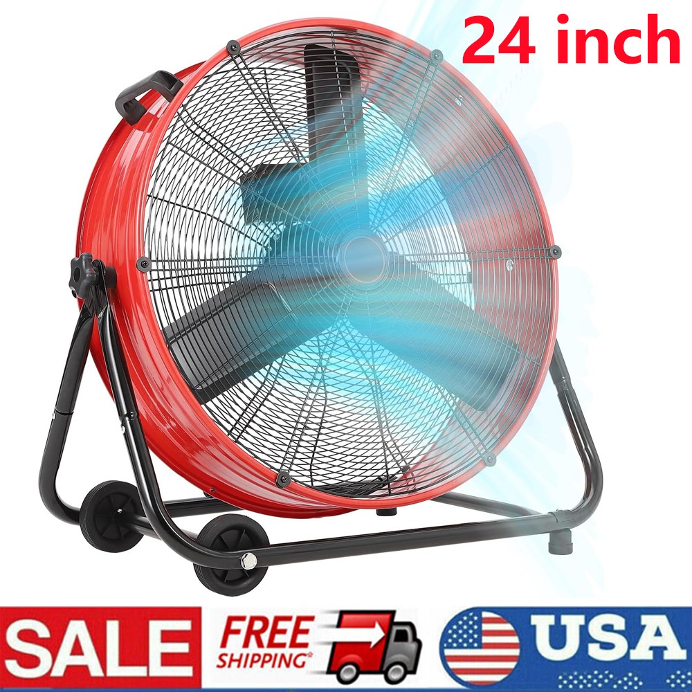 24" Industrial Drum Fan 8800 CFM High Velocity with Adjustable 3-Speed Fan
