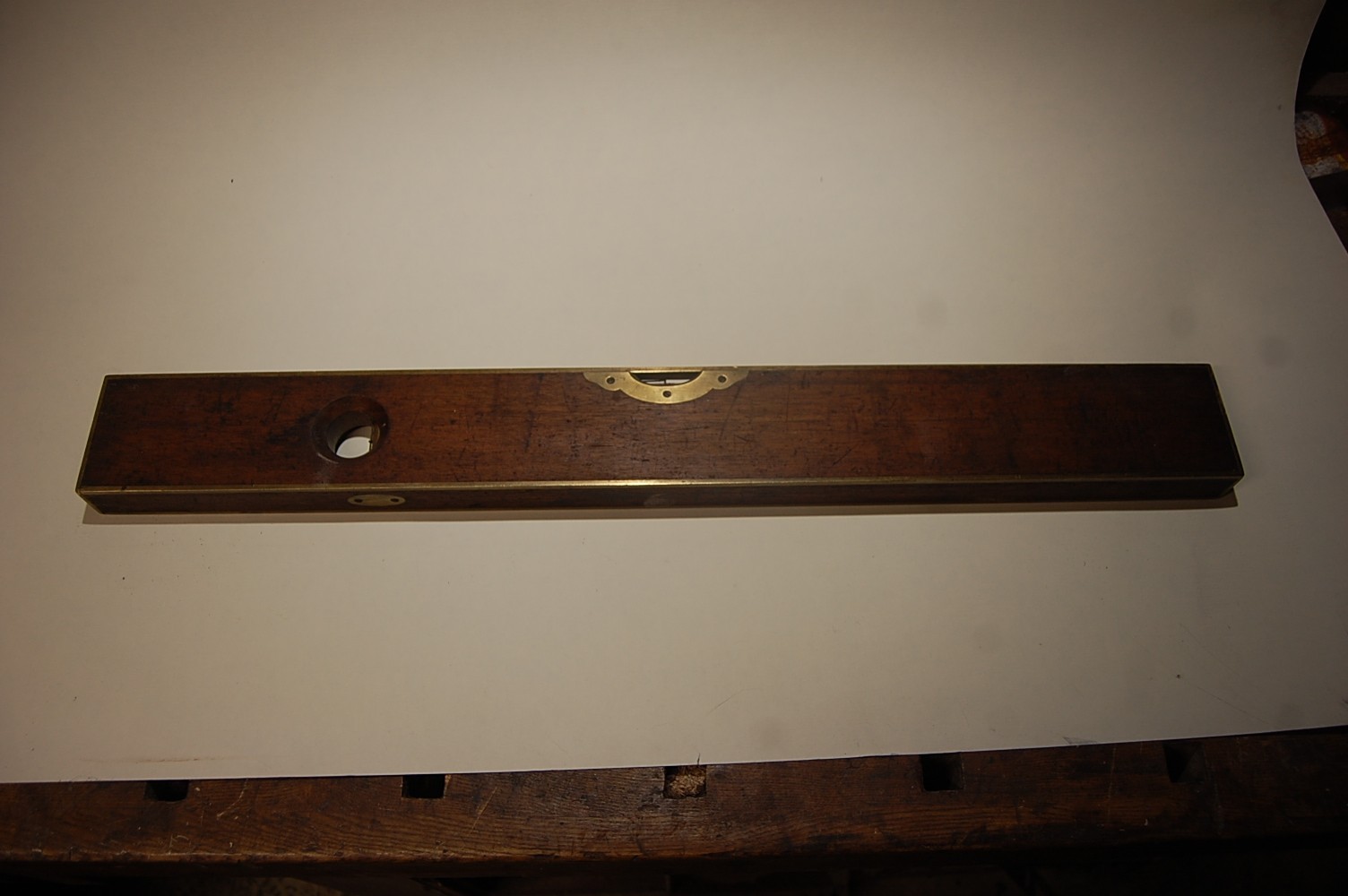 28” Mahogany & Brass Level  Stratton Brothers Greenfield Mass. July 16, 1872 # 1