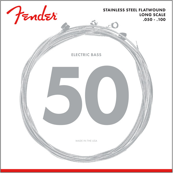 Fender 9050ML Stainless Flatwound Bass Strings, Long Scale MED LIGHT 50-100
