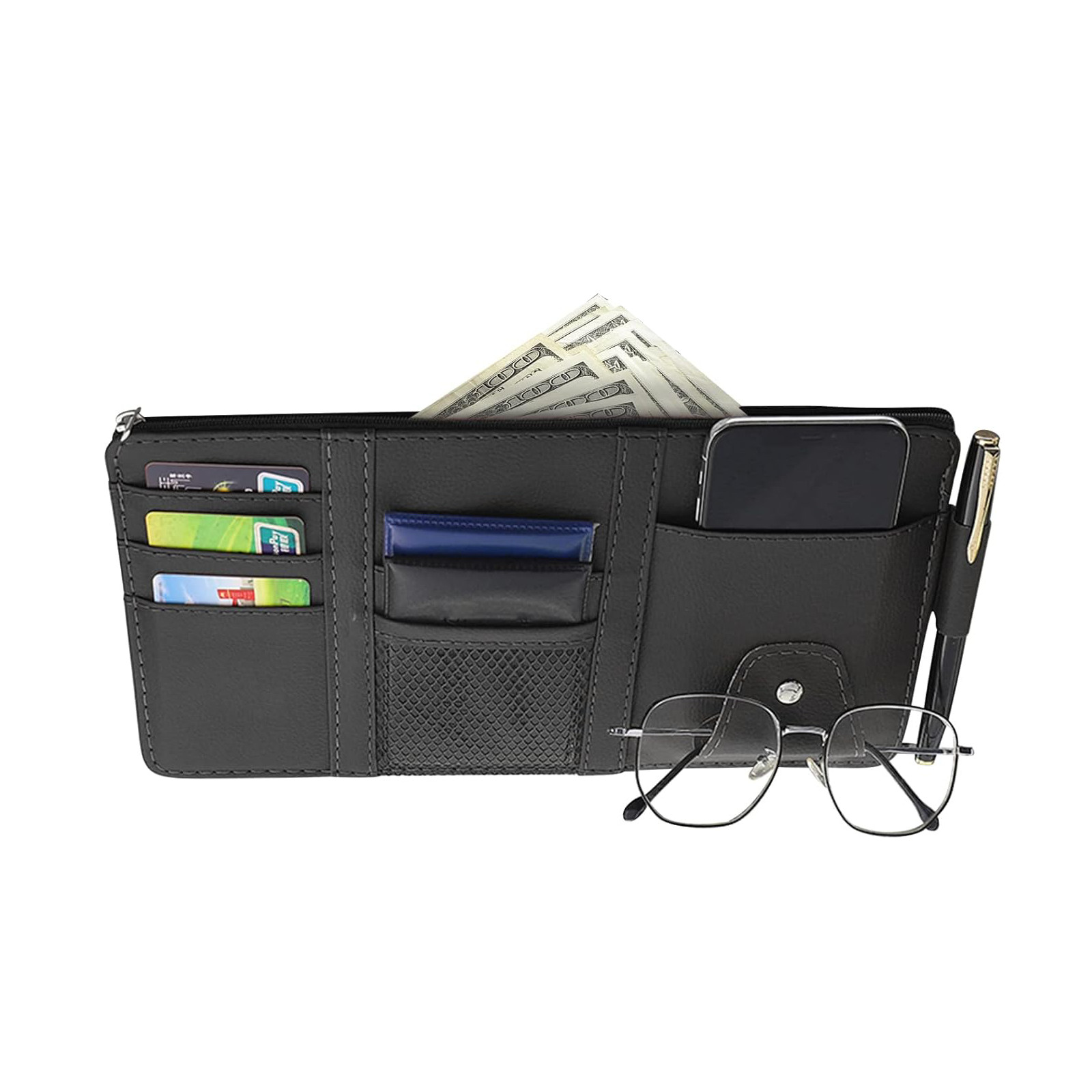 Car Sun Visor Pocket Organizer Personal Belonging Storage Pouch for Trucks Car
