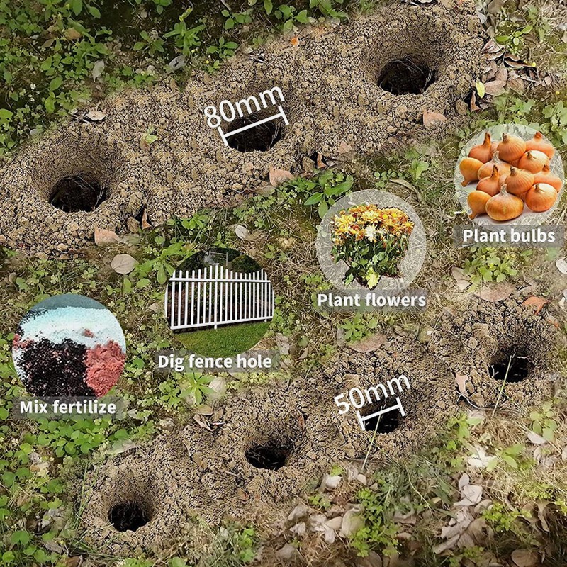 2pcs 1.97"+3.15" Garden Auger Drill Bit Ground Spiral Hole Digger Bulb Planting