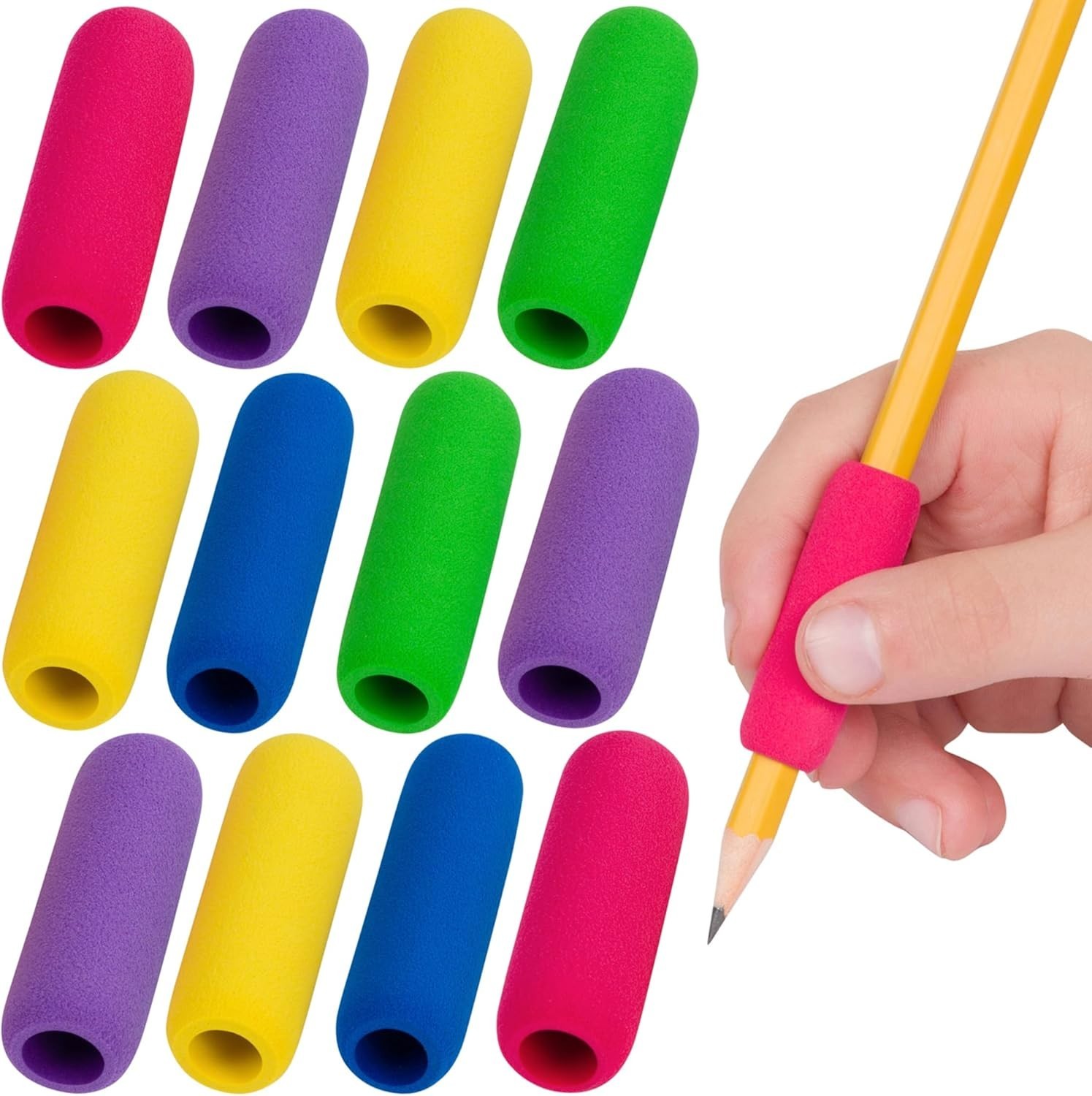 Ergonomic Pencil Grips 12 Pack Assorted Colors for Left & Right-Handed Use