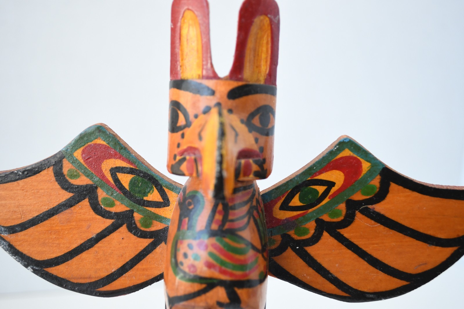 Vintage PWC Cedar Totem Pole Thunderbird and Human 1930's Perfect 8x5