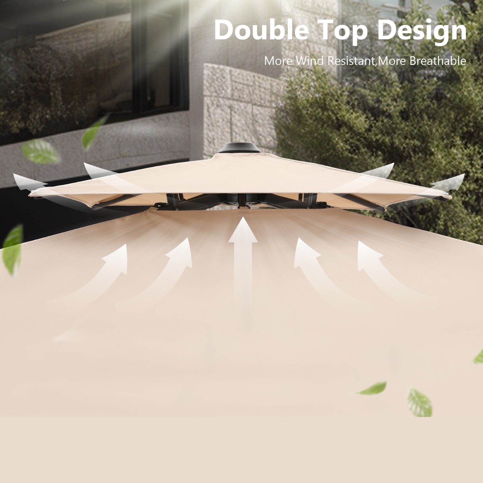 10 x10ft Patio Umbrella Outdoor Umbrella Carbon Steel Market Umbrella w/Base