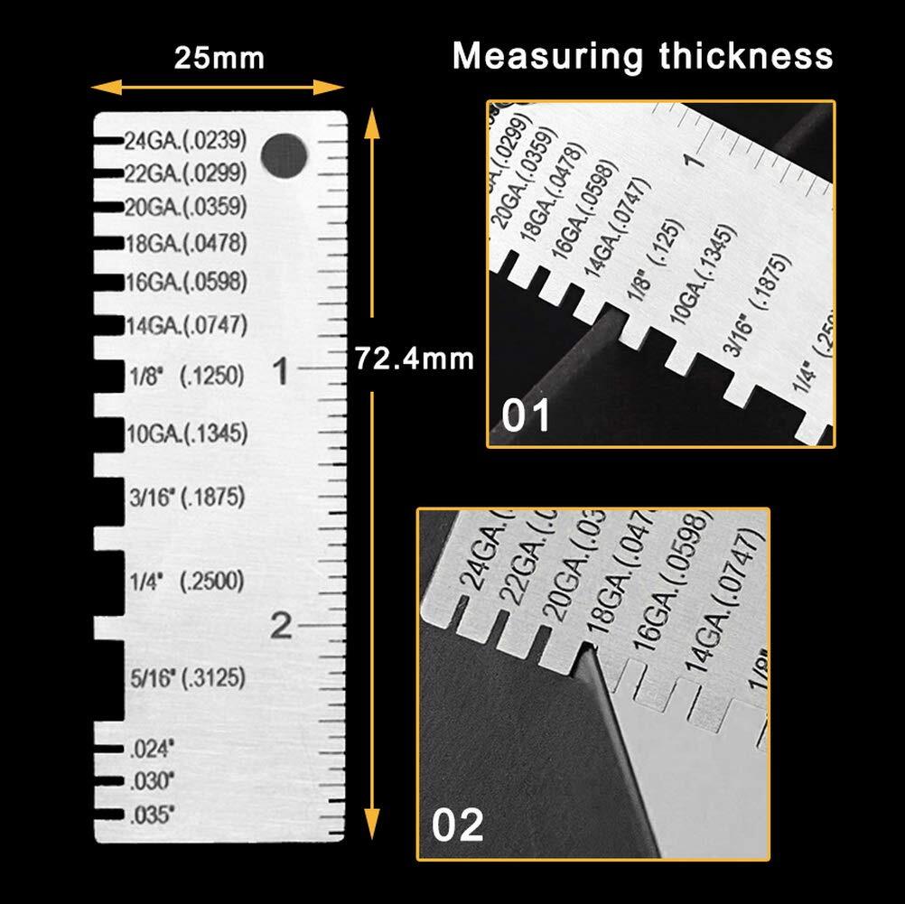 2PCS Sheet Metal Gauge Thickness Gage Wire Gauge Round Measuring Tool Stainless