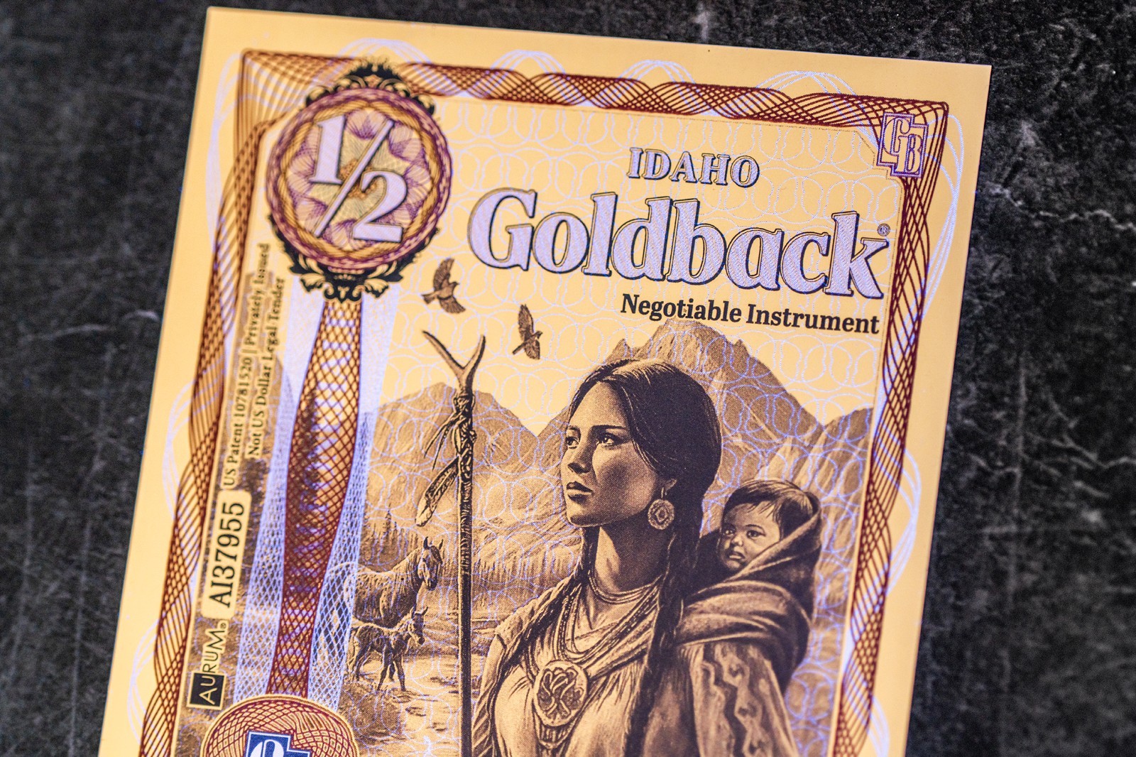 50X - 1/2 IDAHO Goldback Aurum Gold Foil Note 1/2000 oz 24kt .999 Fine PRESALE