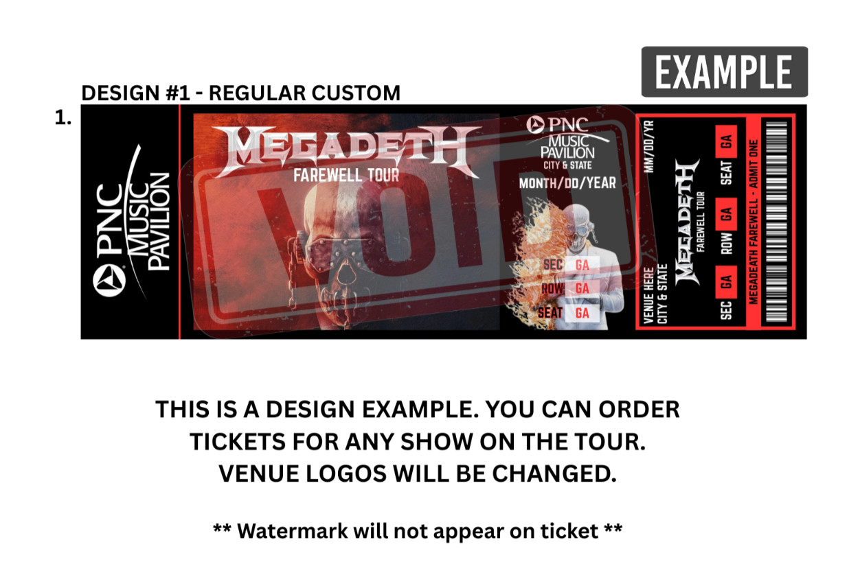 Megadeth Farewell Tour Custom Design Commemorative Ticket