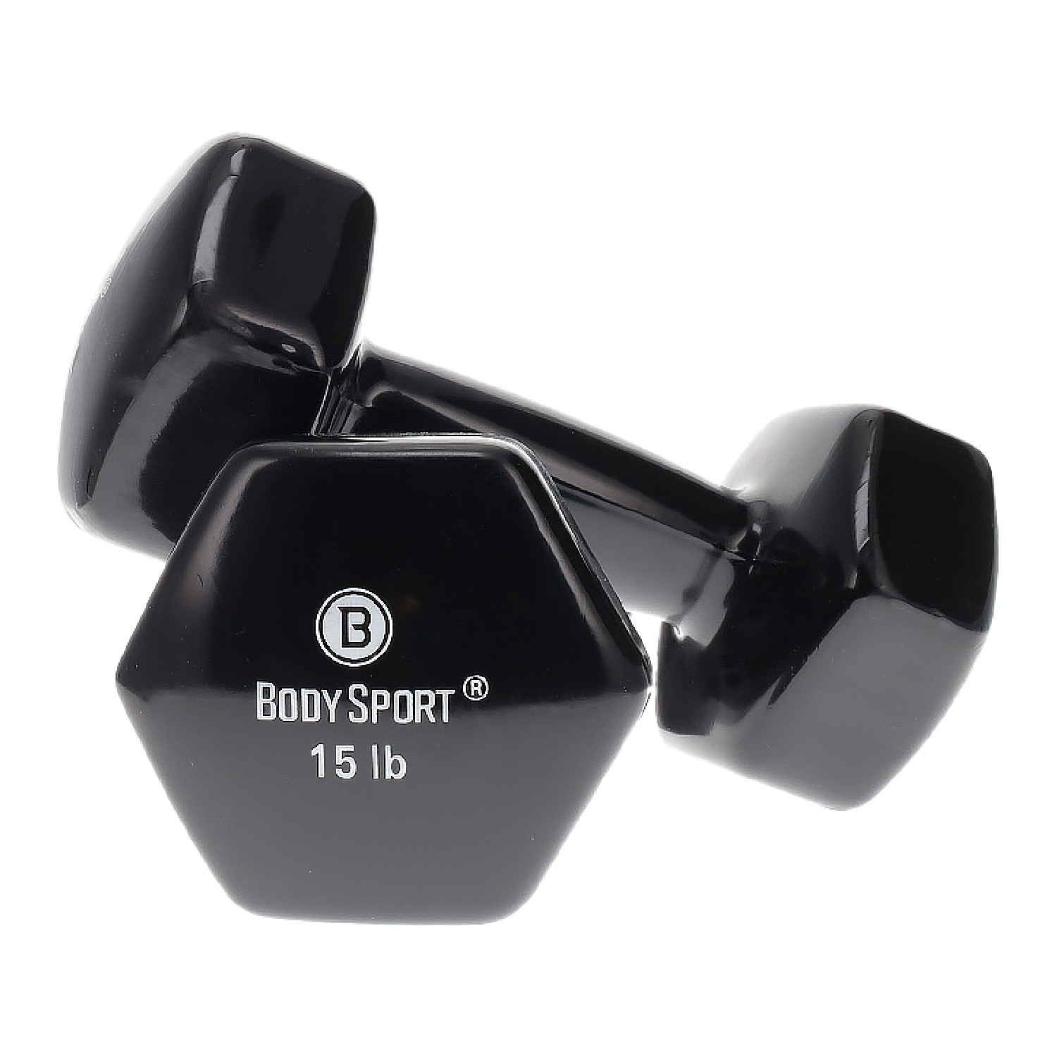 Body Sport Vinyl Coated Dumbbell – Exercises – Strength Training - 15 lb Pair
