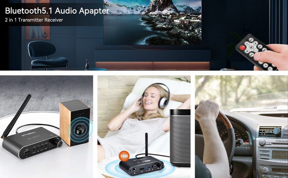 GTMEDIA A4 Hi-Fi Bluetooth v5.1 Audio Receiver COAXIAL OPTICAL Audio Adapter New