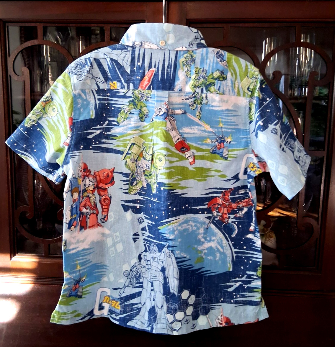 Reyn Spooner Boy's MOBILE SUIT "GUNDAM" Sky Full Button Front Shirt Sizes