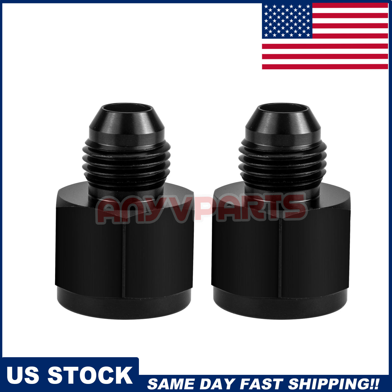 2 Pcs -8 AN Female -6 AN Male AN Flare Fitting Reducer Adapter 8AN to 6AN Black