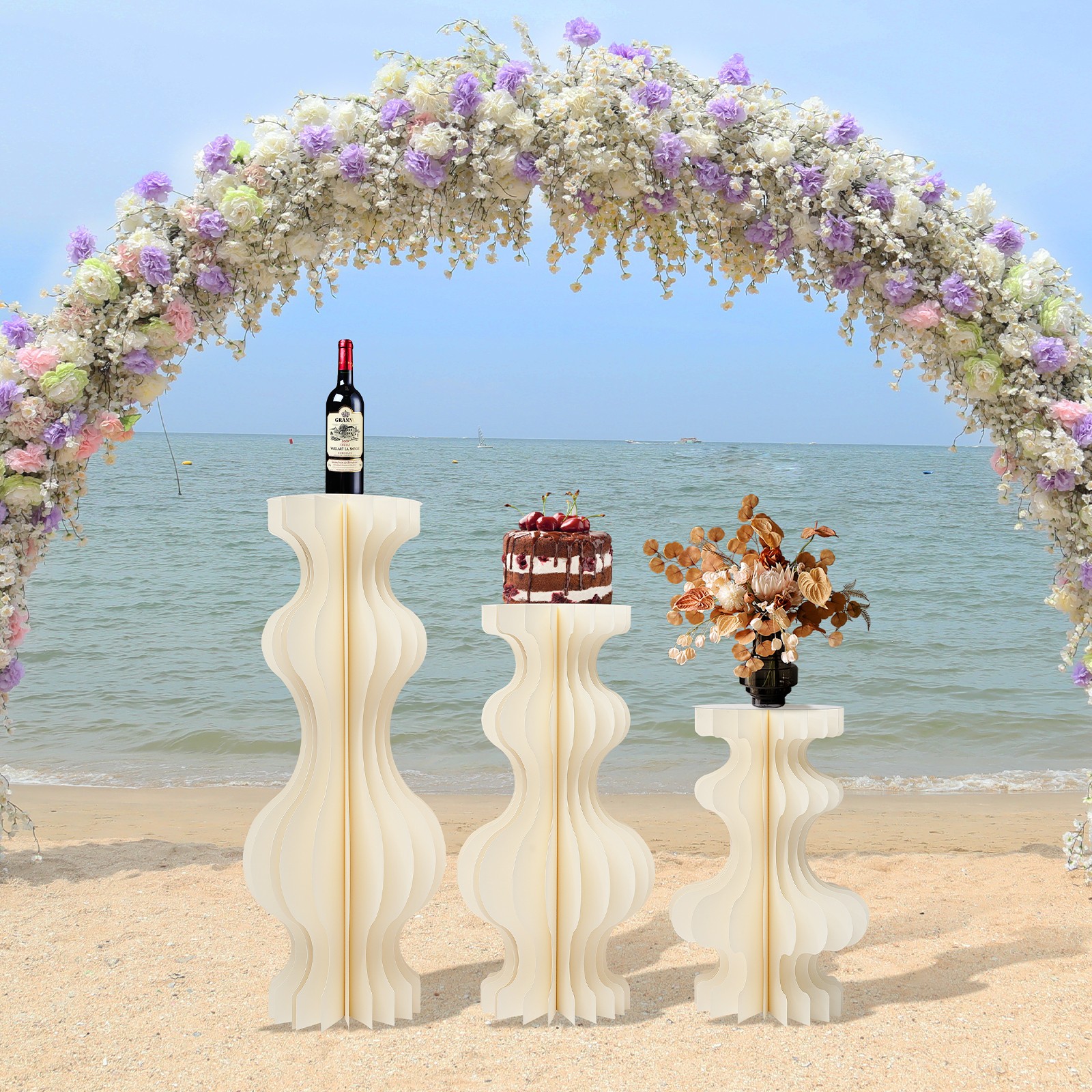 3pcs Foldable Cardboard Centerpiece Display Vase-shape Display for Wedding Party