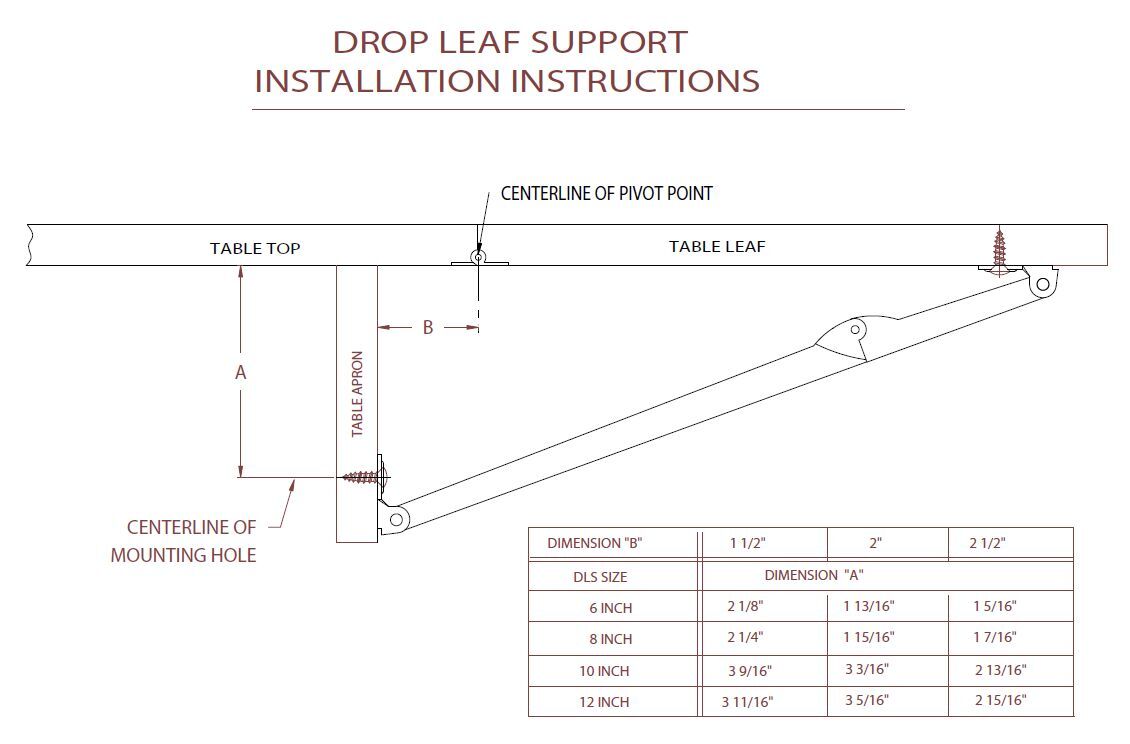 6 8 10 12" Inch Steel Drop Leaf Break Table Bench Support spring table mount new